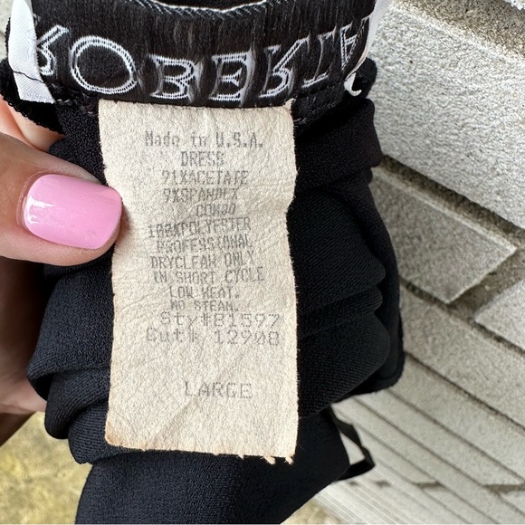 Vintage Roberta Y2K Black Slinky Jersey Maxi Slip Dress Lace Inset Large - Picture 9 of 9